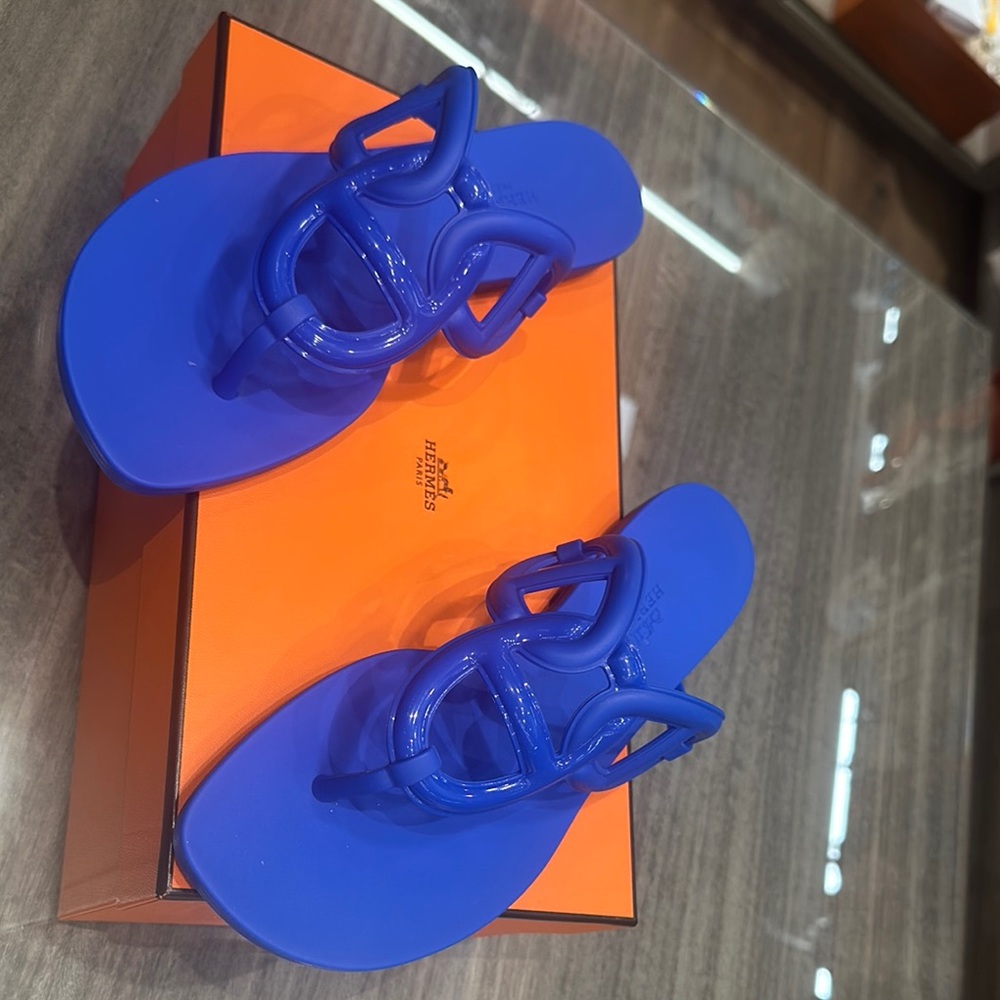 Authentic Hermès Blue Sandals